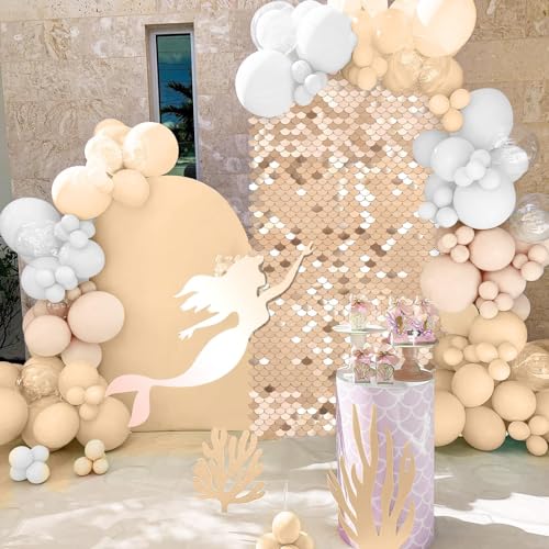 Image of Champagne Shimmer Wall Backdrop Panels - 3ftx4ft Sequin Photo Backdrop for Birthday Glitter Wedding Mermaid Wall Disco Background Decoration