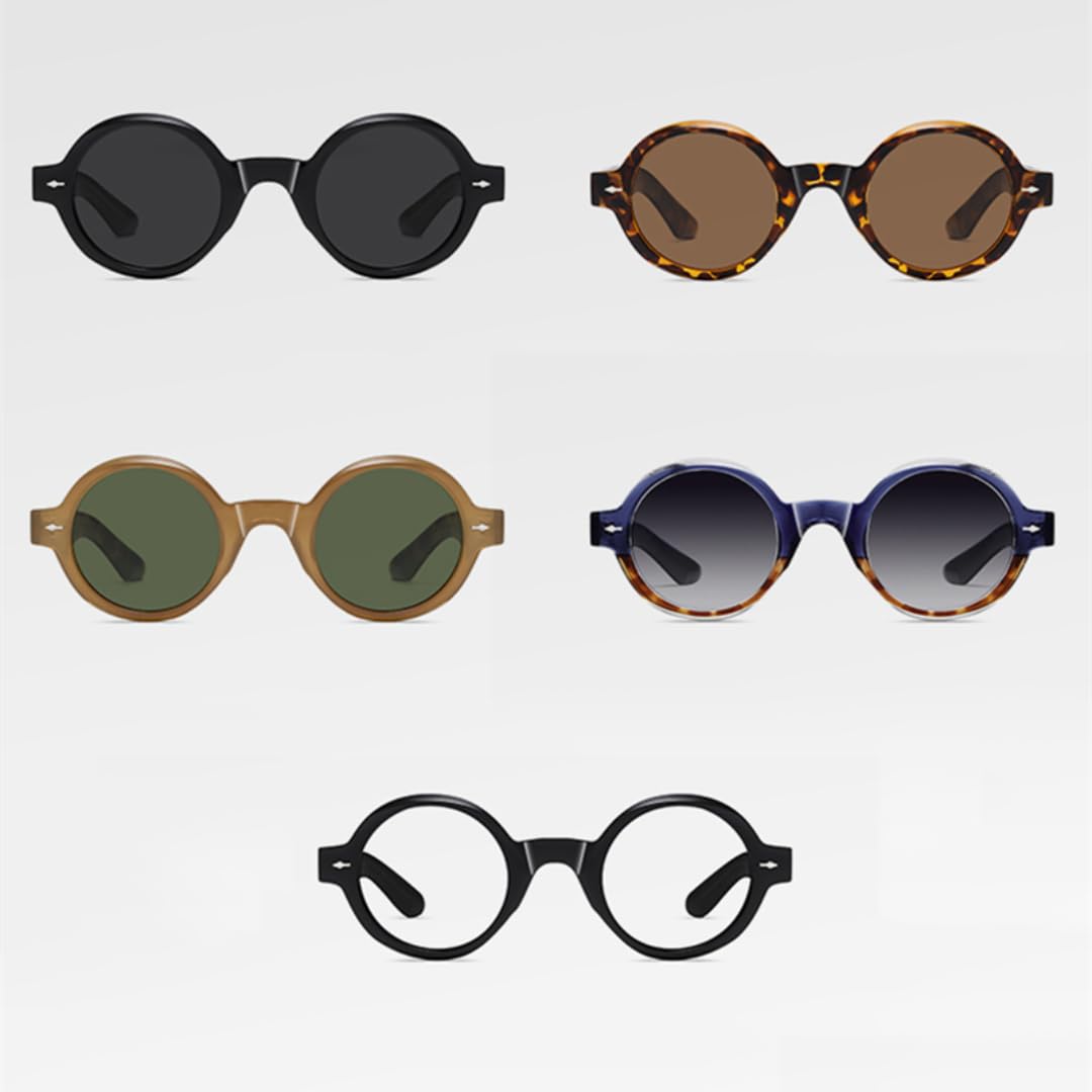 Occhiali da sole rotondi polarizzati retrò da uomo, montatura in acetato per donna, stile blu leopardato grigio