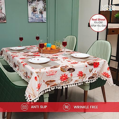 Image of Urban Space Sicilia Table Linen Collection - Premium Water & Stain Resistant Dining Table Cover for 6 Seater, Anti Skid Table Cloth for Center Table, 1 Piece (Lotus, 6 Seater 52 inch x 92 inch)
