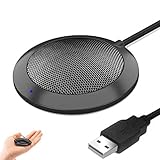 Hfuear USB Computer Microphone, Portable Omnidirectional Condenser Boundary Laptop Conference Microphone for Recording, Video Meeting, Gaming, Skype, VoIP Calls with 360°10ft Pickup Range