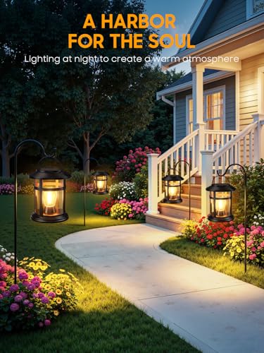 Image of Solar Lantern Outdoor Waterproof, 2 Pack Bright Hanging Solar Lights for Outside Decorative, Upgraded Solar Powered Lanterns LED Lighting for Garden Patio Porch Decor Gifts (Warm Light)