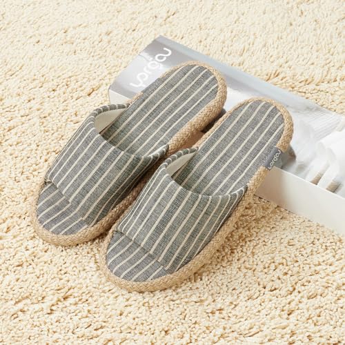 Image of Summer House Slippers for Women Indoor Open Toe Women House Slippers Cotton and Linen Shoes Breathable Home TPR Outsole