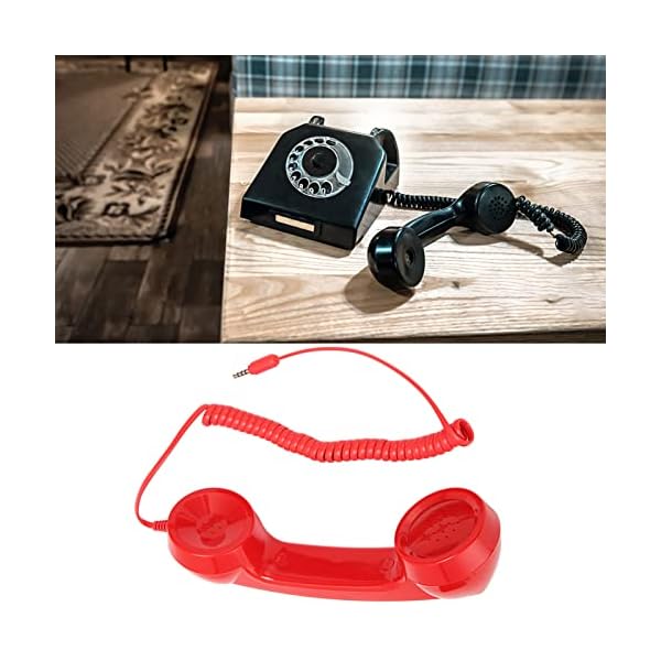 Retro Phone Handset, Multifunction Radiation Proof Handheld Cell Phone Receiver, Handheld Receiver with Volume Controlfor Mobile Phones, Computers (Red) - Image 5