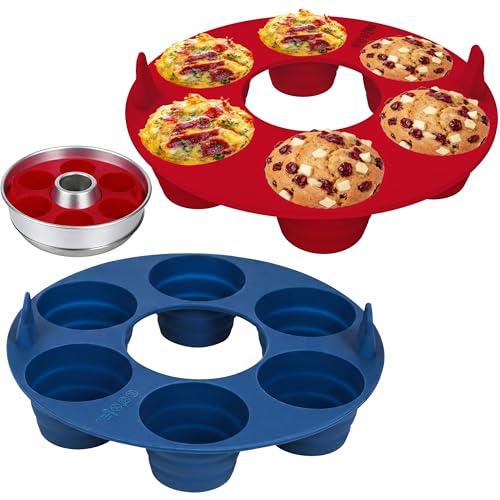 Kamehame Muffin Backform Silikon für Om-nia Muffinform Silikon 2 Stück Silikonbackform Rund Muffin Silikonform Muffinform für Campingbackofen