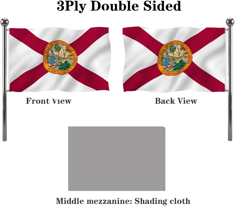 Jayus Double Sided Florida Sates Flags 2x3 FT Outdoor - Vivid Colors 3Ply FL Florida Flags Banners- Heavy Duty 100% Polyester with 2 Brass Grommets - Image 2