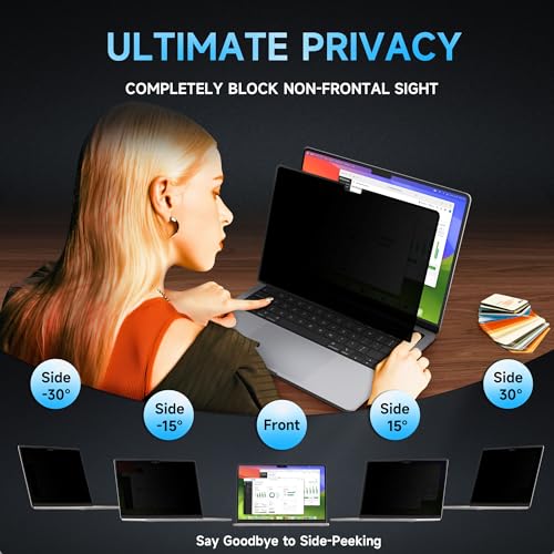 Image of Mamol Privacy Screen for MacBook Air 15 Inch (2023-2025, M2, M3,M4)- A2941 A3114, MagicSuction Removable Vacuum Adsorption Anti Spy,Anti Glare Anti Blue Light Filter for Mac Laptop Computer