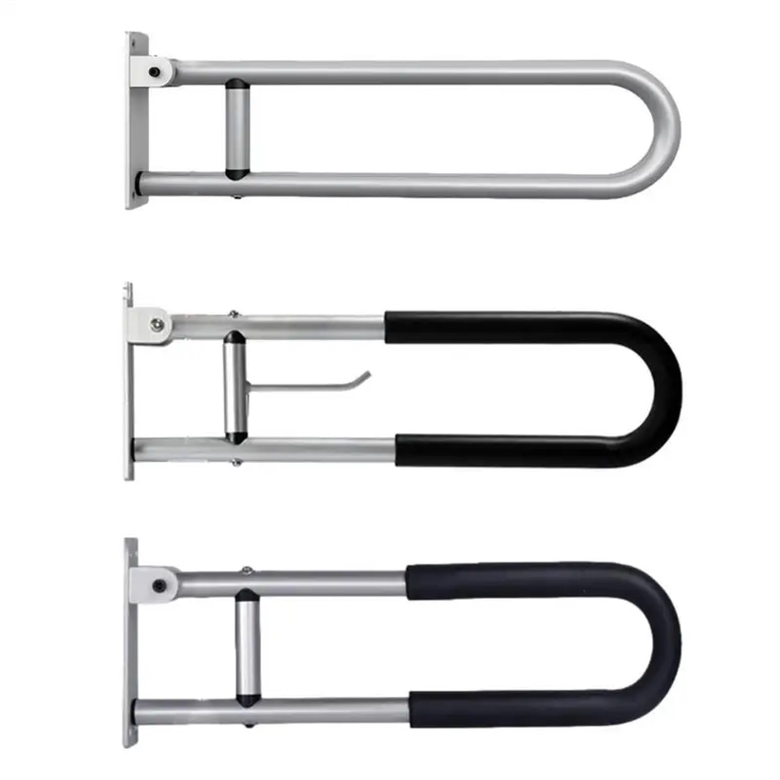 Barra abatible para baño y aseo Barras for discapacitados for baño Barra de agarre aleación aluminio resistente Riel soporte abatible en forma U for personas(C)
