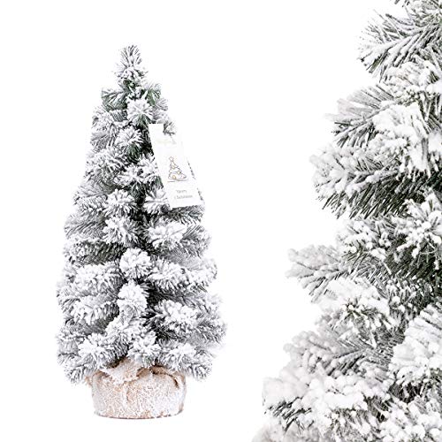 FairyTrees künstlicher Weihnachtsbaum klein, Fichte Natur-Weiss mit...