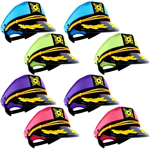 8 Pcs Sailor Captain Hats Golden Embroidery Boat Ship Sailor Hats Adjustable Navy Ha-ts Colorful...