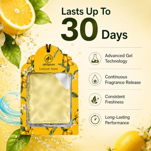 Image of Aeropure Gel Wink Hanging Car Perfume | Long-Lasting Gel Based Car Air Freshener | Car Accessories | Last Up to 30 Days | Lemon Aura - Pack of 4