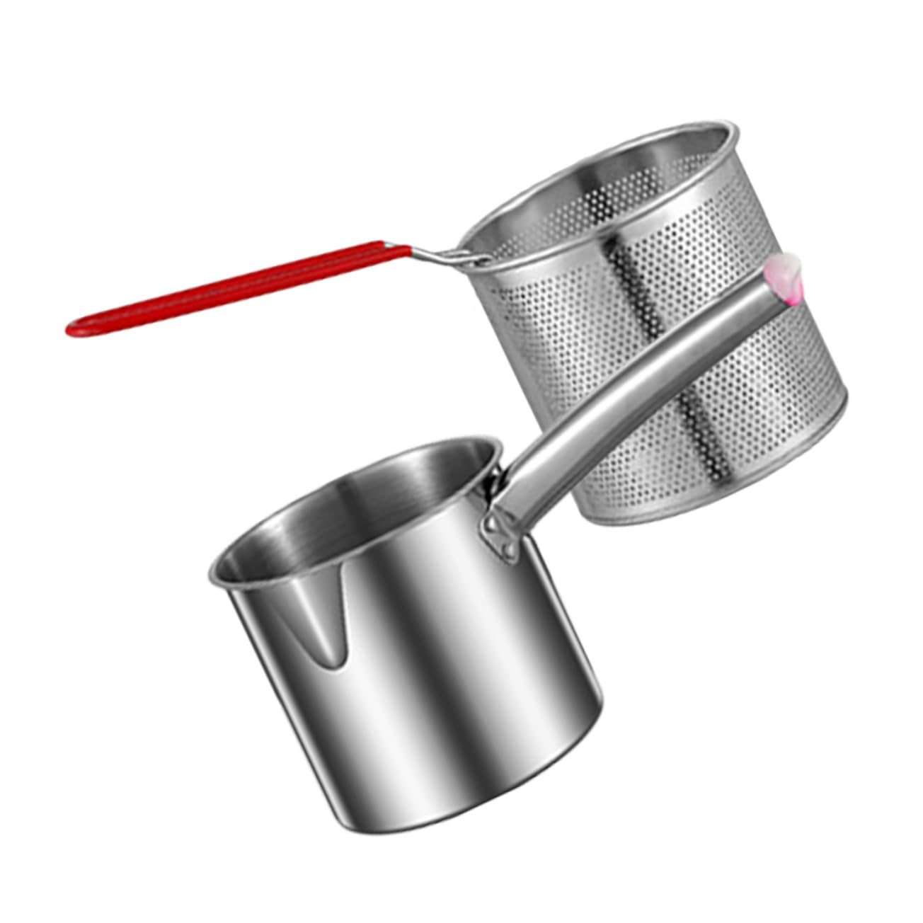 POPETPOP Sturdy Deep Frying Pot Basket Set Quick Cooking Easy to Use Stainless Steel