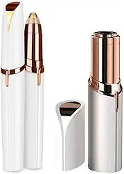 Kit 2 Peças Depilador Facial Feminino Portátil, Removedor de Pelos, Design Elegante Branco e Rose Gold, Prático e Eficiente