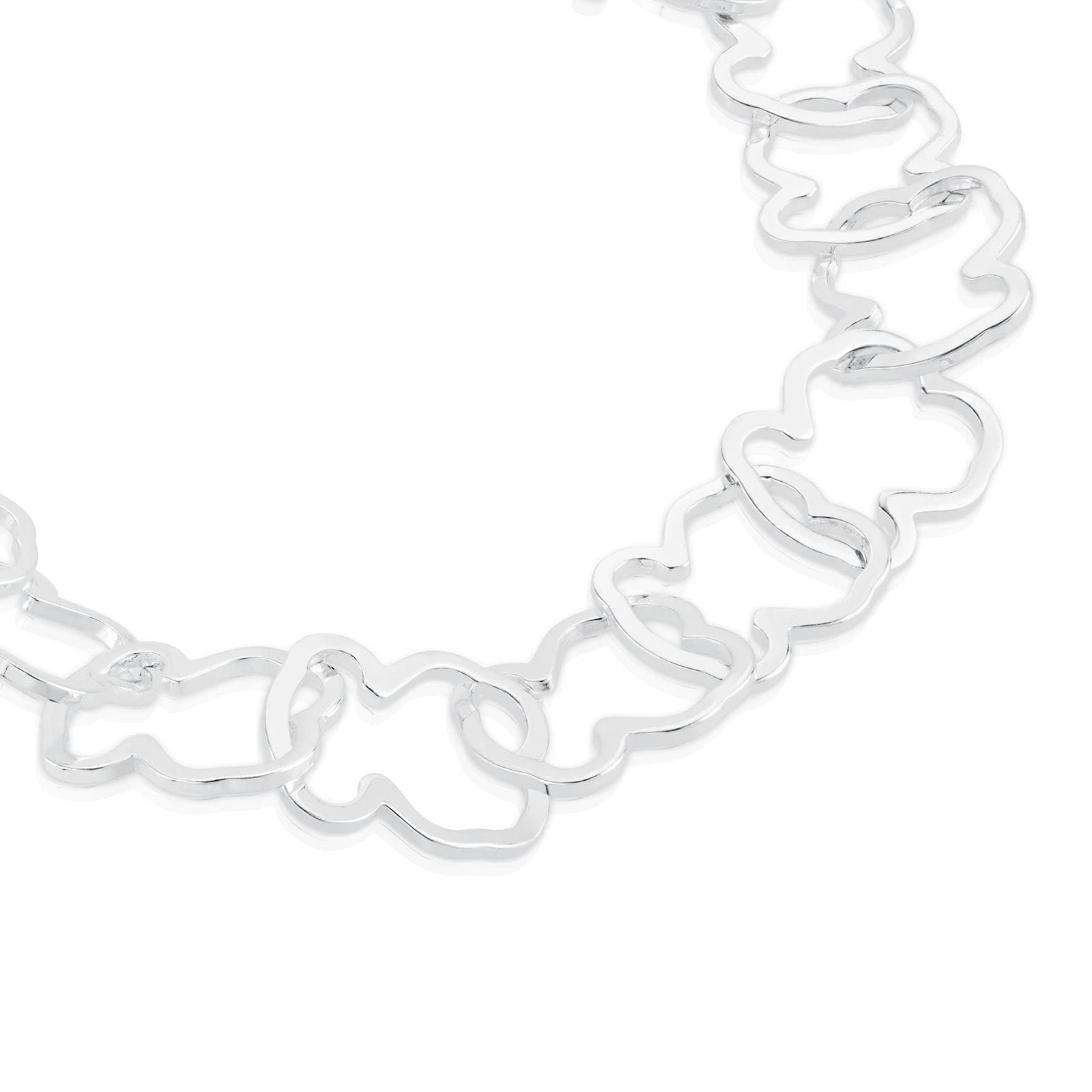 TOUS Bracciale da donna in argento sterling con motivo orsi a giostra 1,25 cm, lunghezza 19 cm, classico ed elegante, collezione carosello, 19 cm, Argento sterling