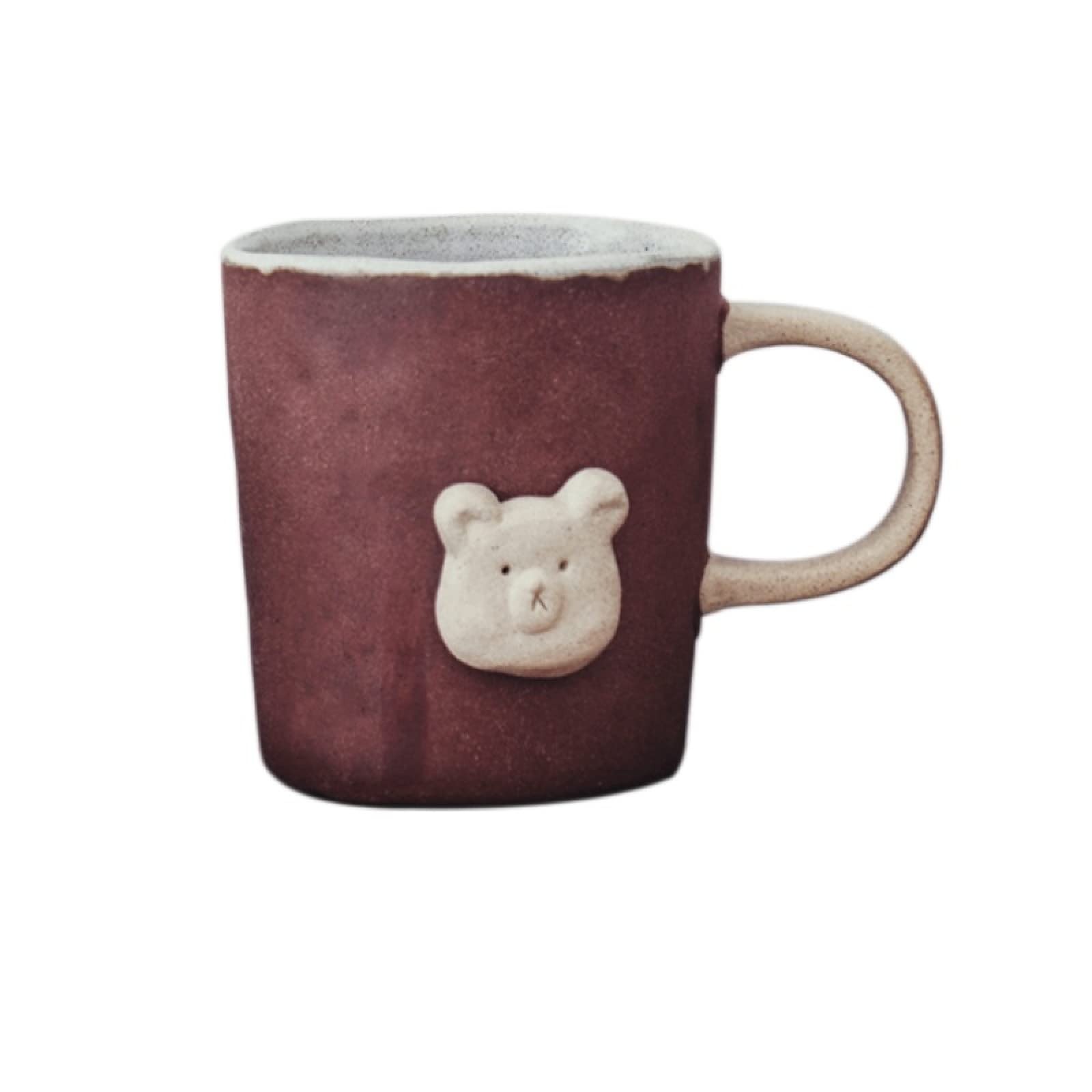 Tazza da caffè in ceramica Tazza da tè con orso di cartone animato retrò Tazza da caffè in ceramica fatta a mano Tazza da succo di latte Regalo di compleanno per ufficio e casa