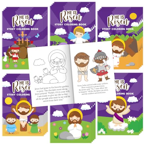 Image of Bulk He is Risen Coloring Books,24Pcs Easter Story Drawing Booklet for Kids