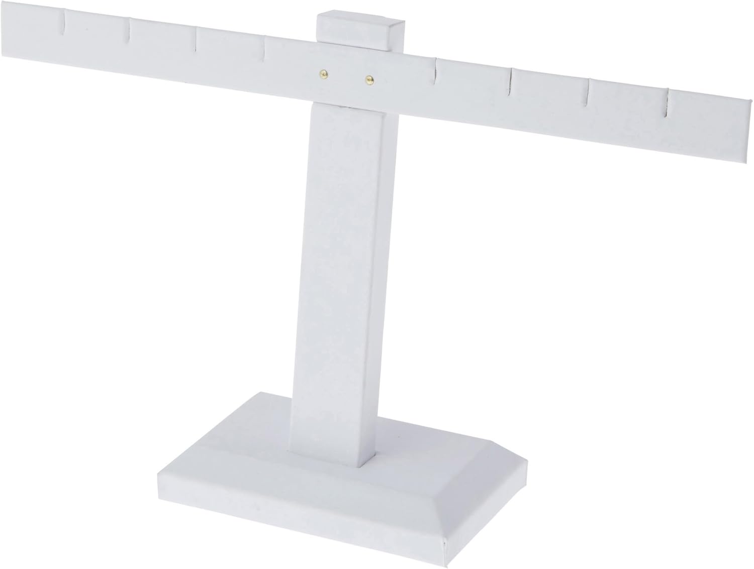 Plymor White Faux Leather T-Bar, Four Pair Earring Display Stand, 10.25" W x 6" H (Pack of 2)