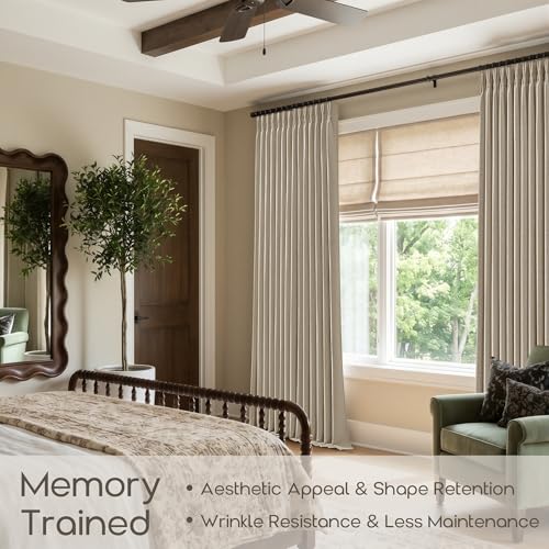 Burlywood Pinch Pleated Semi Sheer Thick Linen Curtains 84 Inches Long by TWODRAPES - Used condition - Image 6