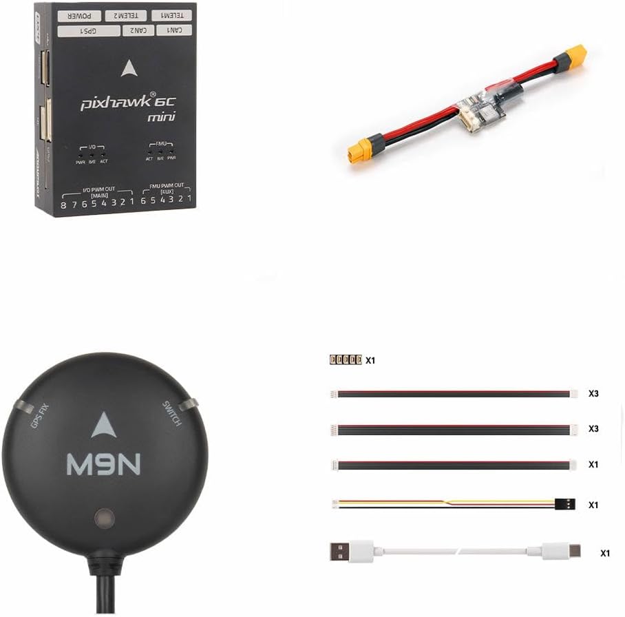 Pixhawk 6C Mini Flight Controller – STM32H743 480MHz Autopilot, Dual IMU, MS5611, PX4 & ArduPilot Compatible – Mini Drone Controller for UAV, VTOL, DIY RC (Model B + PM02 + M10)
