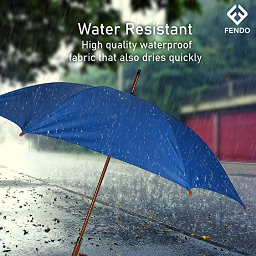 Image of Fendo 23 Inch Wooden Umbrella for Men & Women | Windproof Waterproof Umbrella for Daily Travel & Office Use | Auto Open Stick Umbrellas