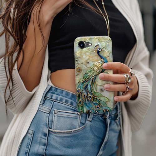 Image of Goodon for iPhone 16e Case Cute - Wireless Charging Compatible - Dual-Layer Hard Shell + Silicone Cover - Protective Phone Case with Trendy Designs for Women - Peacock and Flower | Dual-Layer Hard Shell + Silicone, Slim Fit Protective Phone Cover with Wildflower Designs for Women Girls