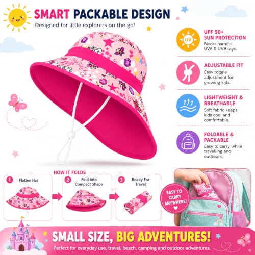 Image of VRITRAZ Sun Protection UPF50+ Bucket Hat Toddler Summer Beach Play Hats with Neck Flap for Girl, Boy, Kids Summer Hat, Bucket Hat for Kids Ages 3-10 Years