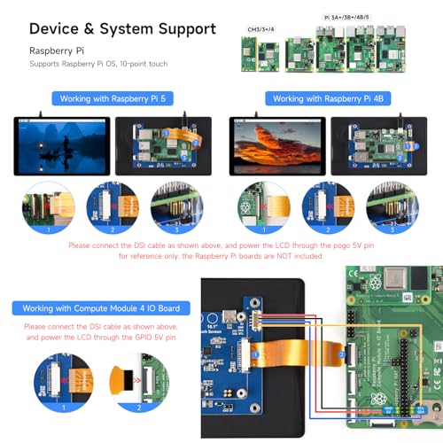 Écran tactile DSI 7 pouces pour Raspberry Pi 5 1280x800 Waveshare - 4