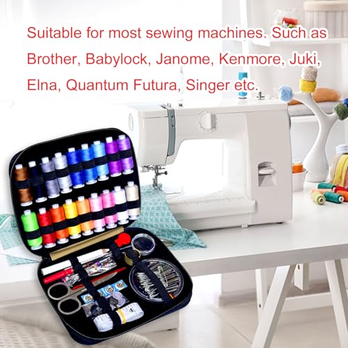 Image of Sewing Kit with Case Portable Sewing Supplies for Home Traveler, Adults, Beginner, Emergency, Contains 18 Sewing Thread, Scissors, Needles, Measure etc,Very Light Tan