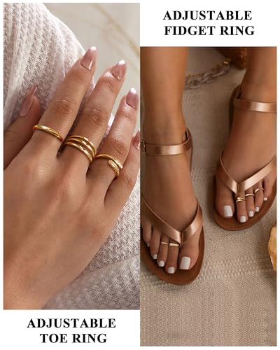 Besteel Toe Rings for Women 14K Gold Filled Simple Hug CZ Triple Open Band Rings Trendy Silver Gold Adjustable Toe Rings Summer Beach Foot Jewelry for Women2