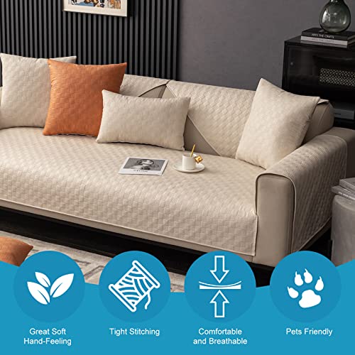 VanderHOME Waterproof Sofa Towel Solid Color Sofa Cover,Furniture Cover Protector,Four Season Non-Slip Sofa Cover for Dogs and Children 90 * 160cm-Beige-Seat Cover(1 PC ONLY) - Image 4