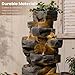 58Inch Outdoor Garden Water Fountain 6 Tiers Large Cascading Rock Natural Waterfall Outdoor Fountain with LED Lights for Patio Porch Backyard Home Art Decor