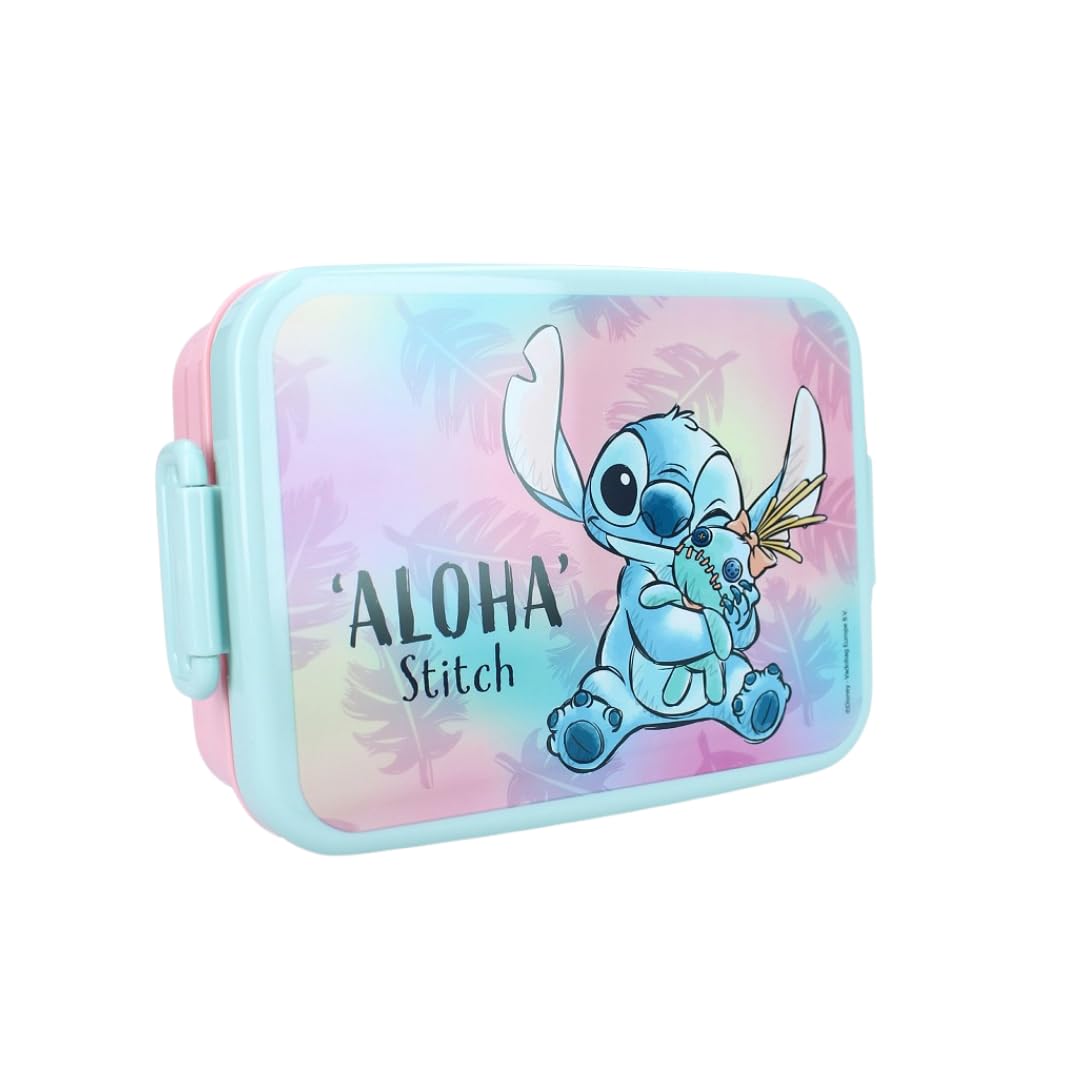 My sweety pop - Pudełko śniadaniowe stitch - Pudełko śniadaniowe - Dla dzieci - Przedszkole - Szkoła - Wakacje - Posiłki - 16 cm - Pomysł na prezent (Stitch - Niebieski/Różowy)