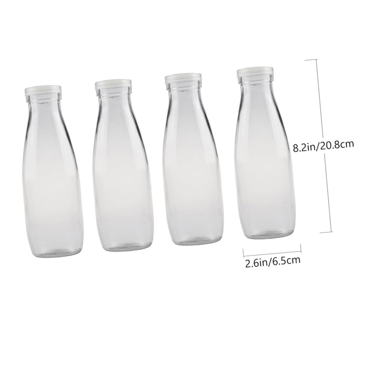 DECHOUS 4pezzi Bottiglie Di Vetro Trasparenti Per Latte Yogurt e Succhi Con Coperchio Realizzate in Vetro Resistente Di Riutilizzabili e Facili Da Pulire