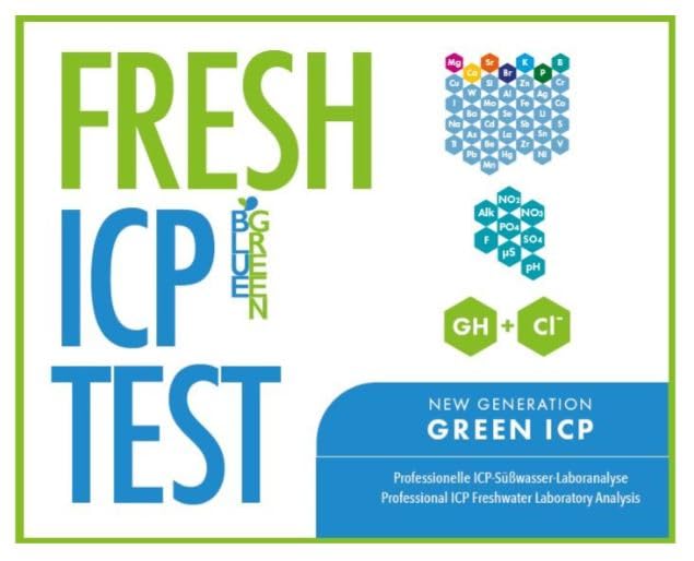 Fauna Marin ICP Fresh Bluegreen Test, umfangreicher Labortest für Süßwasser und beinhaltet über 90 Verschiedene Mess- und Relationswerte