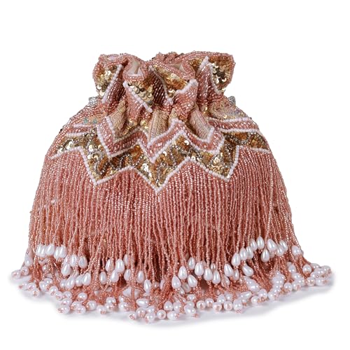 Image of THE TAN CLAN Asmi Potli bags for ladies with Handle - Handcrafted Traditional Silk Pouch for Weddings, Parties, and Special Occasions
