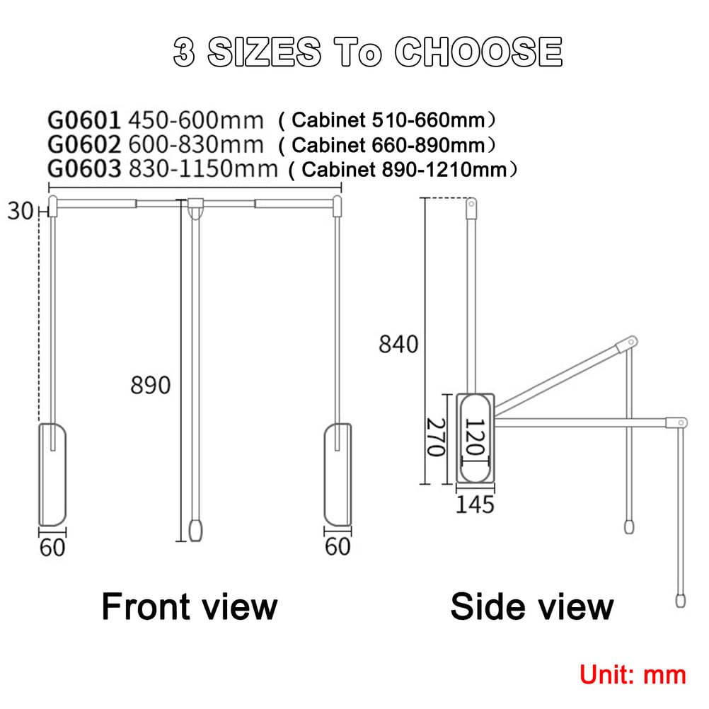 LDIW Appendiabito saliscendi per Armadio, Rimovibile Barra Appendiabiti Lift in Alluminio per Guardaroba Larghezza Regolabile,660to890mm
