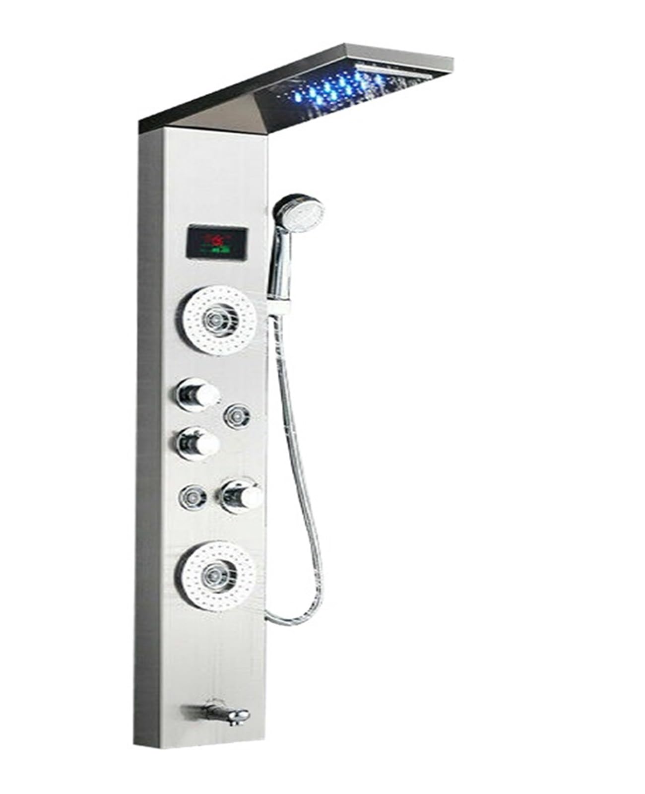 Soywim Brushed Nickle 8006 Shower System, Led Light Shower Panel,Waterfall Rain Digital Display Faucet Set,Spa Massage Jet Bathroom Column Mixer Tap System(Brushed Nickle 8006)