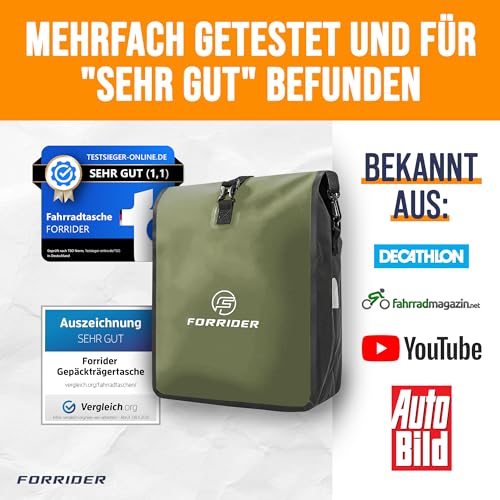 Forrider Fahrradtasche Wasserdicht für Gepäckträger [22L] mit Schultergurt & Reflektoren | Fahrrad Gepäckträgertasche… – Ansicht 6