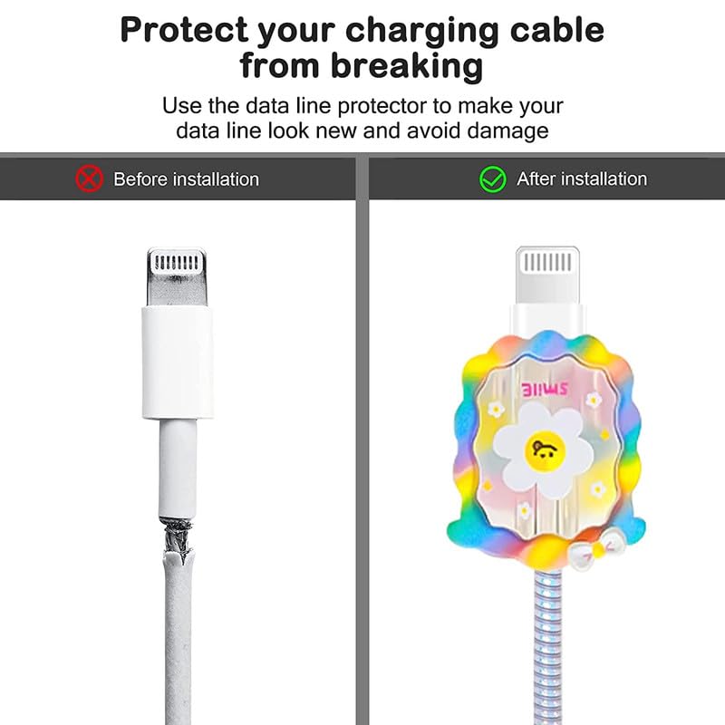 Image of Iphone Charger Case,Accessories,Protective Case for 18W 20W iPhone 14 13 12 11 Pro Max Fast Charging Cable Adapter Charger, Cute Lightning Data Cable Case for iPhone Charger,( DESIGNER SUNFLOWER)