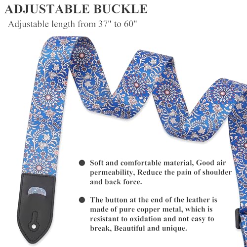 Image of Adjustable Guitar Strap Includes 2 Strap Locks & 2 Matching Picks & 1 Picks Holder & 1 leather Strap Button.