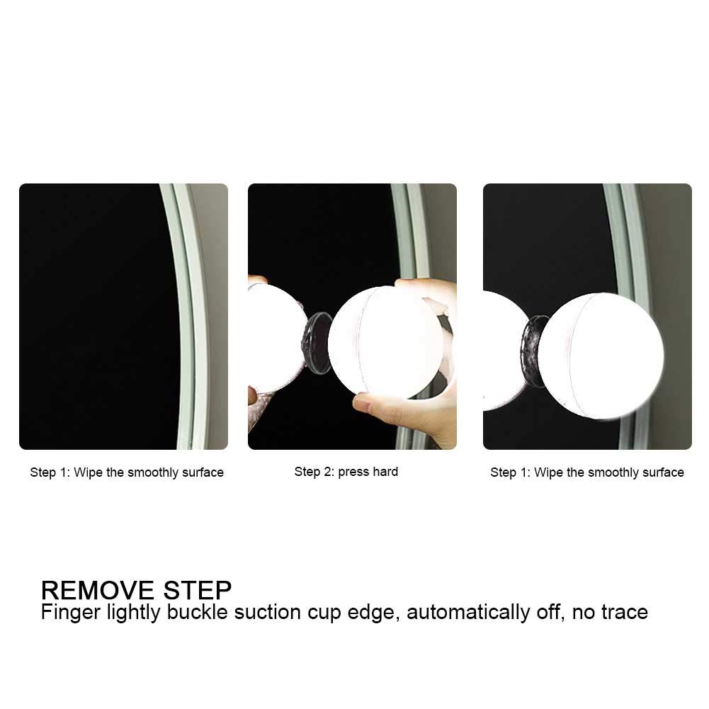 Ampoule LED rechargeable USB pour miroir de maquillage avec ventouse – Parfait pour salle de bain Vanity Éclairage blanc brillant pour une application de maquillage impeccable