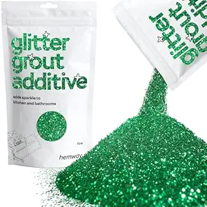 Hemway (Emerald Green) Glitter Grout Tile Additive 100g for Tiles Bathroom Wet Room Kitchen | Easy to use - Add/Mix with Epoxy Resin or Cement Based Grout | Temperature Resistant