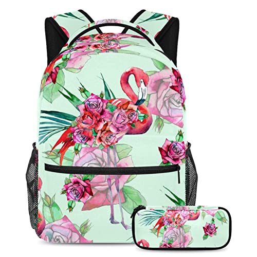 Sac à dos de voyage enfant avec porte-bouteille et trousse scolaire motif aquarelle