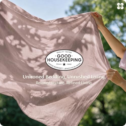 Image of Bedsure 100% Washed Cotton Duvet Cover Full Size - Petal Pink Minimalist Bedding Set Linen Like - PureWoven Plain Simple & Soft Comforter Cover for All Seasons (Petal Pink, Full, 80 inchx90 inch)