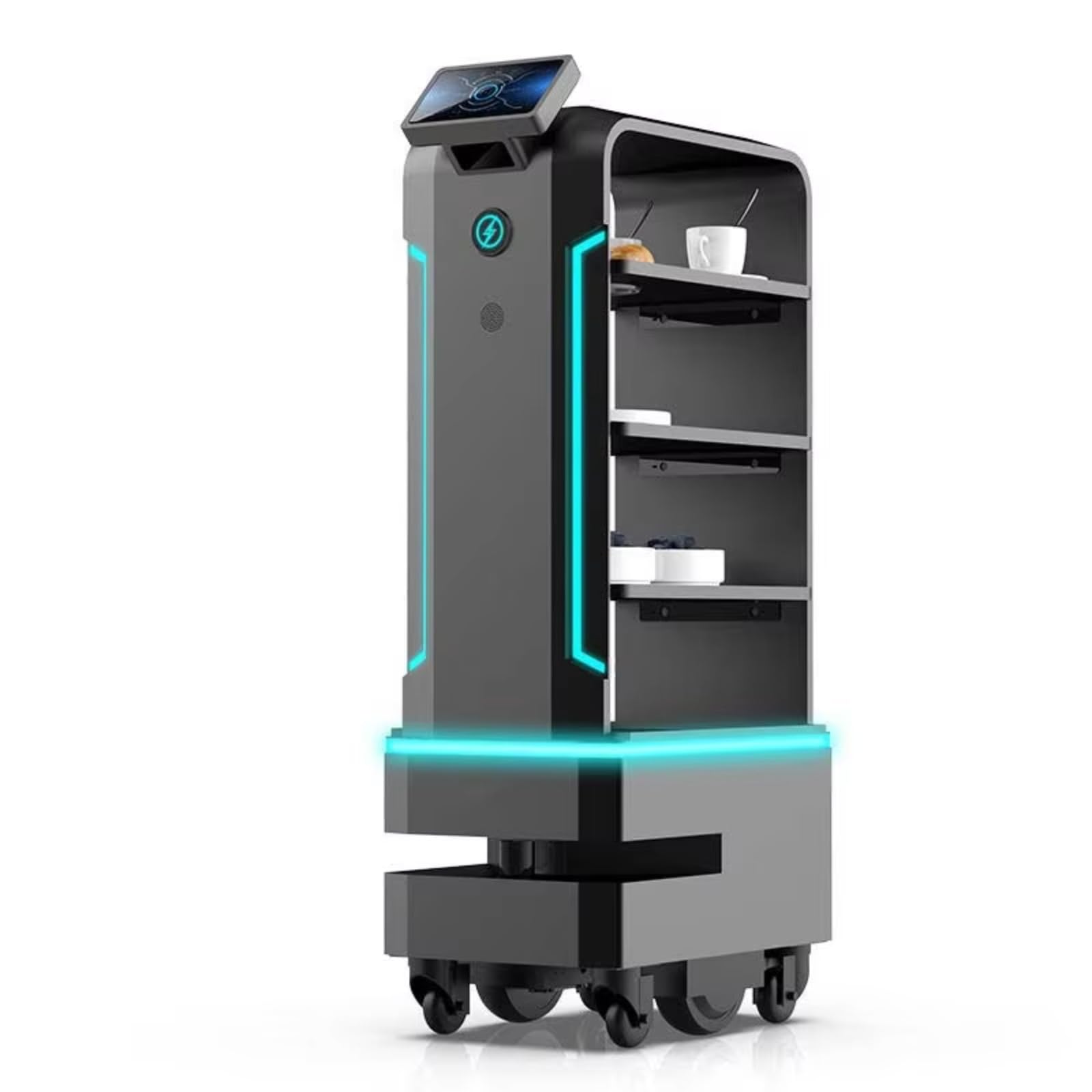 Robot de servicio para restaurantes y hoteles - Entrega autónoma de alimentos, camarero inteligente con navegación interior, prevención de obstáculos y servicio de comidas sin contacto