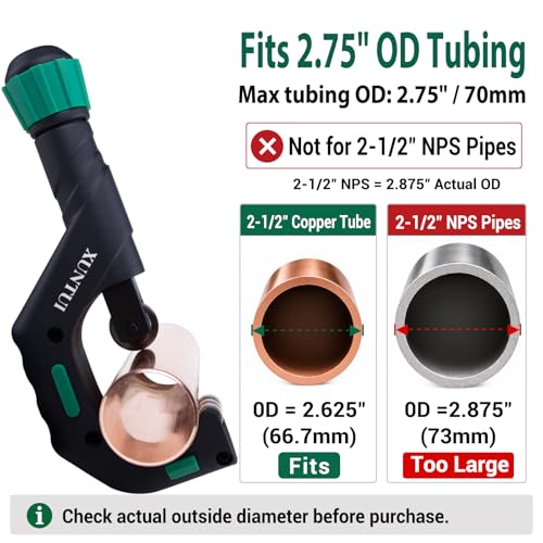 Image of Large Pipe Cutter, 1 /4 inch-2-3 /4 inch OD Tubing Cutter Kit | For Copper, Aluminum, Brass & Thin-Wall Stainless, Includes Deburrer, Spare SKD11 Wheel & HSS Blade