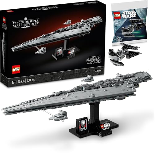 Lego Star Wars Destructor de estrellas y TIE Interceptor – Lego Star Destroyer Executor con Lego TIE Fighter Polybag, Super Star Destroyer Set Lego (75356 y 30685)