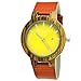 Produktbild Handgefertigte Holzwerk Germany® Designer Damen-Uhr Herren-Uhr Öko Natur Holz-Uhr Leder Armband-Uhr Analog Klassisch Quarz-Uhr in Gelb Orange (ORA.1)