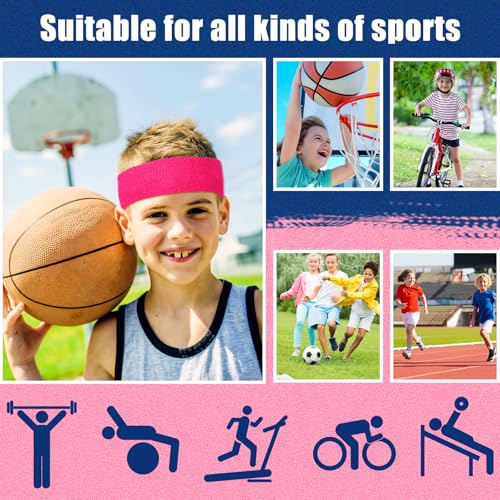 Image of Libima Kids Sweatbands Bulk Boys Headband for Sports Kids Cotton Terry Youth Sweatbands Elastic Sports Headbands Wicking Athletic Bands for Team Activity