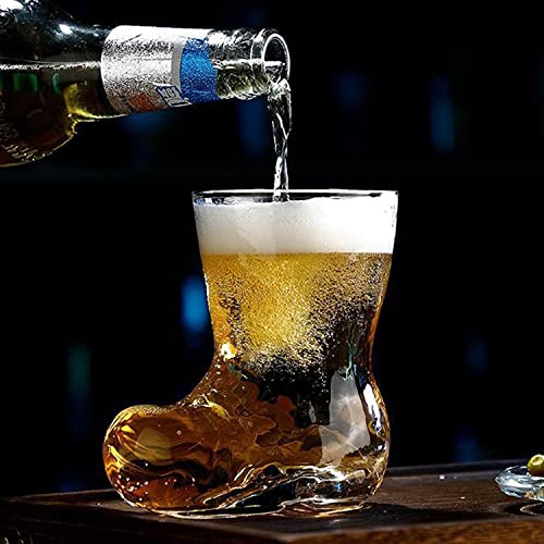 EdirFtra Chasse de bière en Forme de Botte, Tasse de Botte en Verre Transparent de 380 ML, Tasse de bière, Tasse de vin créative, Tasse de Boisson Bar, Tasse de Cocktail, Tasse de Whisky