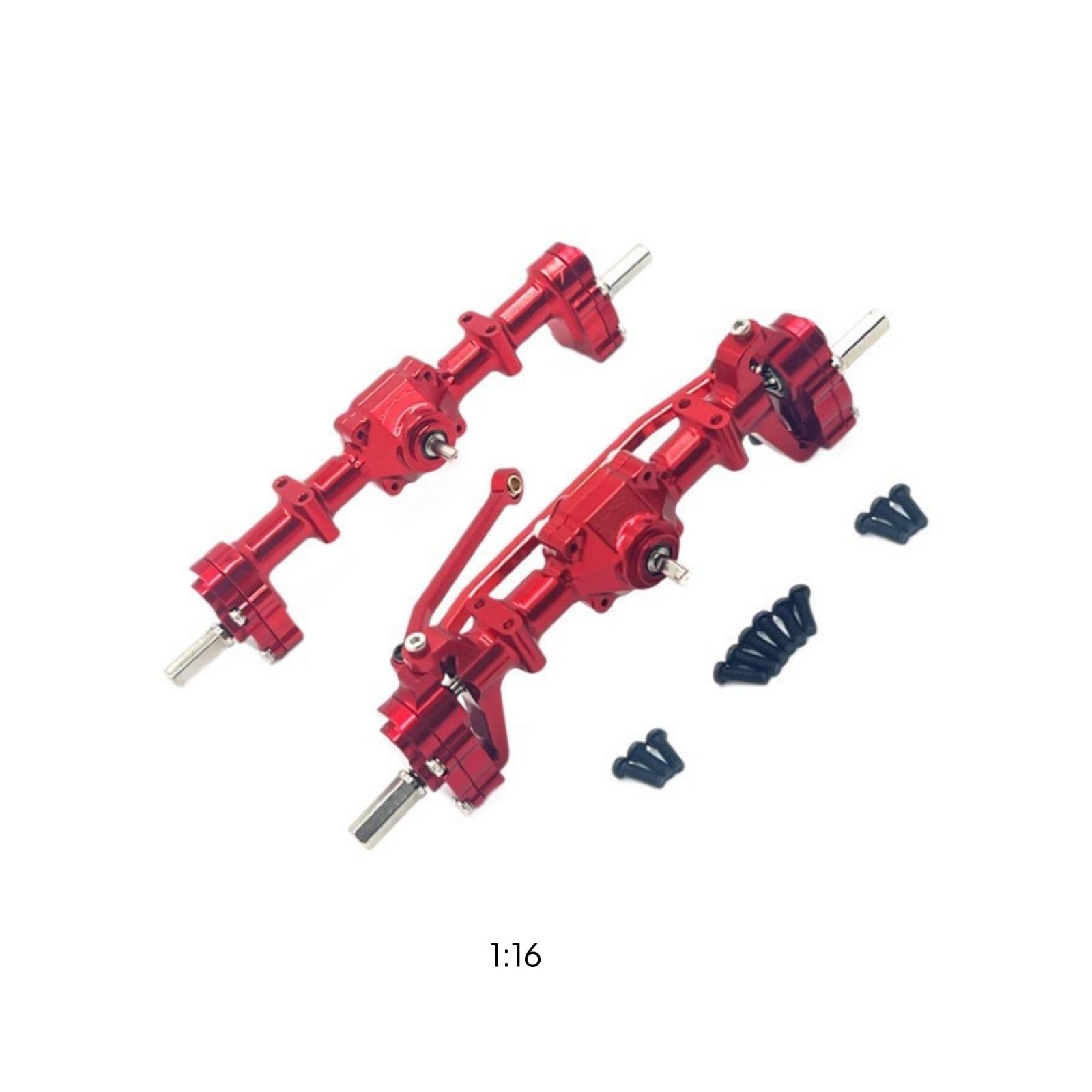 RC Achsen-Set mit Metallgetriebe CNC-Gefräst Metall-Achsensatz Vollmetall RC-Achsensatz für Modellbau-Werkstatt, Rot